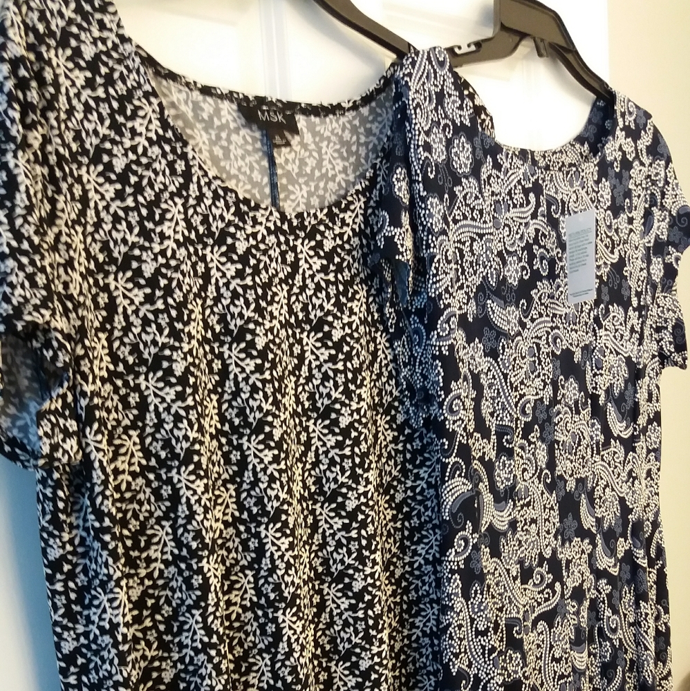 Navy Blue Print Polyester Dress, 14
